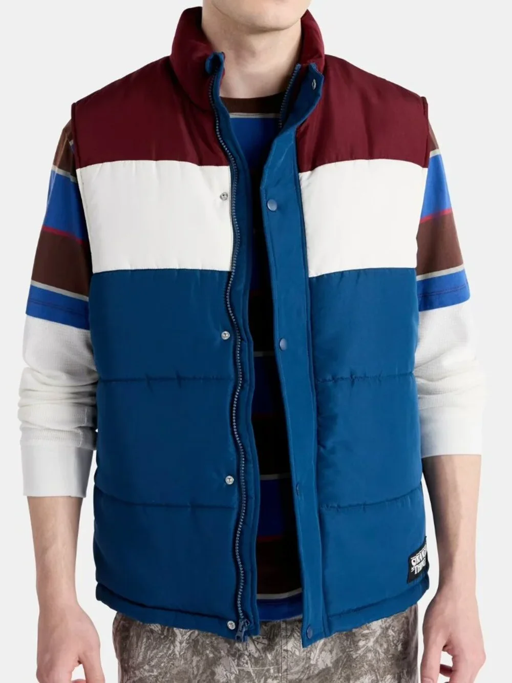 Stranger Things Puffer Vest No Boundaries Burgundy/White/Navy New Men's Size XL